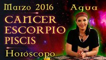 Horóscopo CANCER, ESCORPIO Y PISCIS Marzo 2016 Signos de Agua por Jimena La Torre