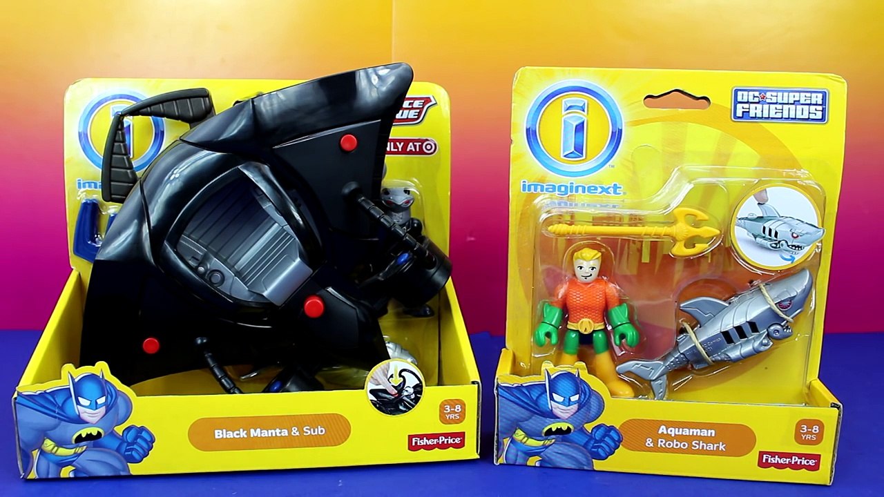 Imaginext Aquaman & Robo Shark Battles Black Manta & Sub DC Superhero Batman and Friends
