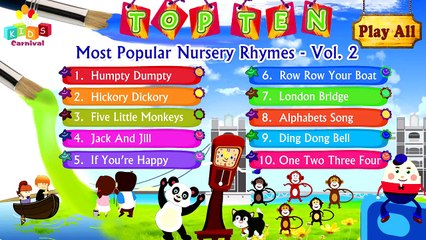 Top Ten Most Popular Nursery Rhymes Jukebox Vol. 2 with Lyrics (Subtitles) and Action