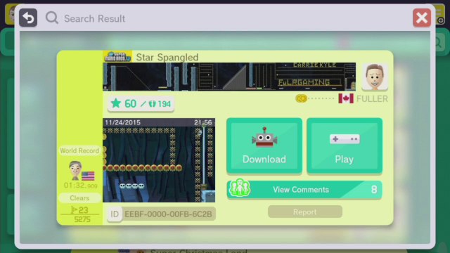 Super Mario Maker - Viewer Levels - Name: Star Spangled - ID: EEBF-0000-00FB-6C2B