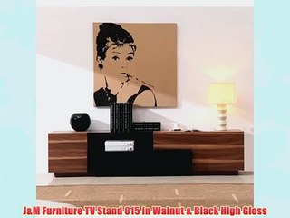 J&M Furniture TV Stand 015 in Walnut & Black High Gloss