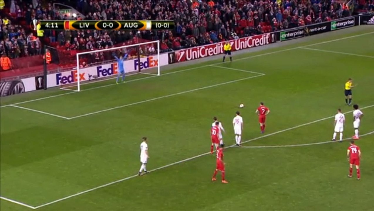 James Milner Goal - Liverpool 1-0 Augsburg 25.02.2016
