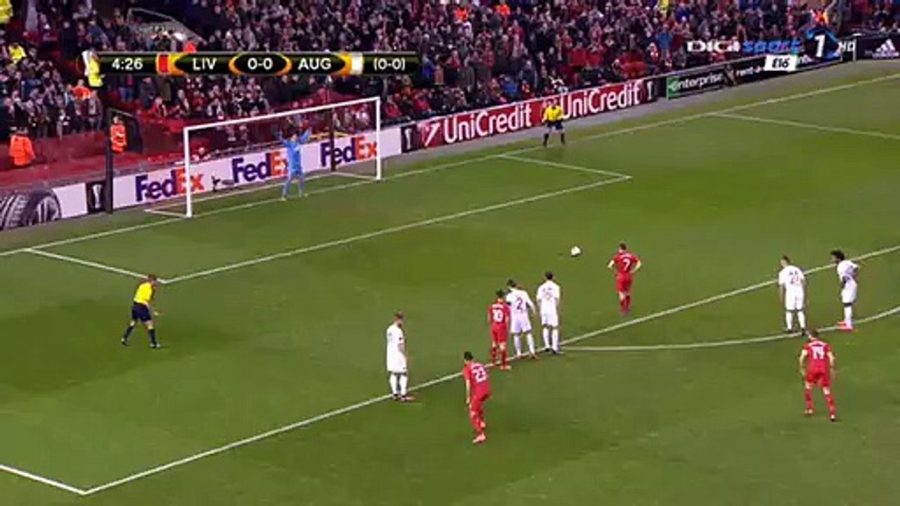 James Milner Goal Liverpool 1-0 Augsburg - 25-02-2016