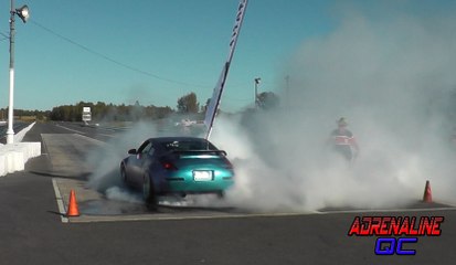 Descargar video: Burnout Contest Napierville Dragway AdrenalineQC Drag Racing