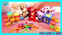 Learn words with play doh favourite toys peppa pig my little people teletubbies Frog and friends