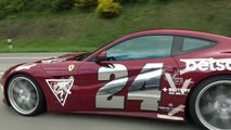[4k] Team 24 Ferrari F12 with HRE wheels flies away on Autobahn Gumball 3000 Stockholm-Vegas