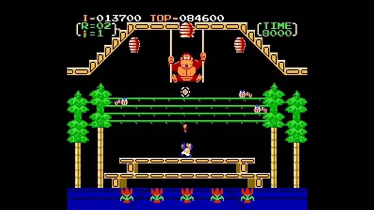 Donkey Kong 3 (Nintendo NES) - Gameplay