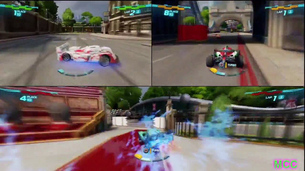 Cars 2 The Video Game Shu vs Carla vs Francesco 3 Player Race on Buckingham Sprint