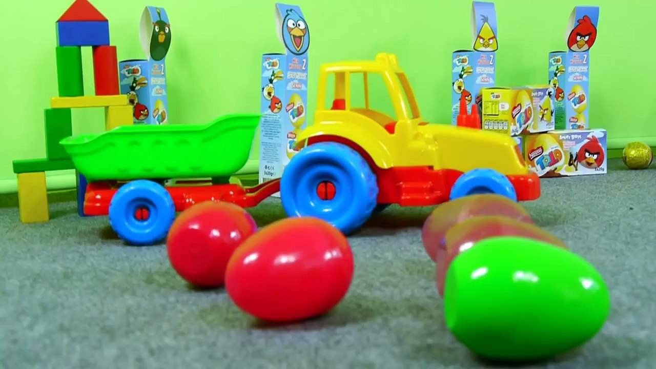 Çocuklar için eğitici oyun Traktör ve Sürpriz yumurtalar (5e kadar sayıyoruz)