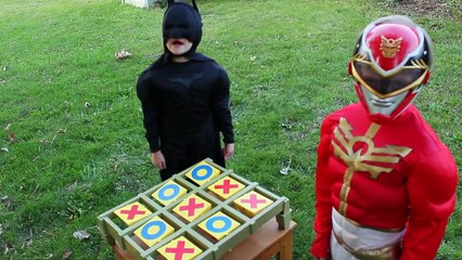 Catwoman Vs Batman Vs Red Power Ranger | Tic Tac Toe | Real Life Kid Superhero Battle