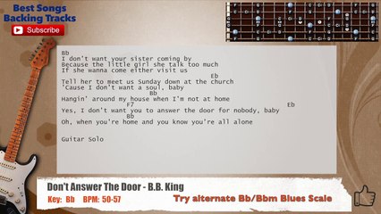 Don't Answer The Door - B.B. King Guitar Backing Track with scale, chords and lyrics