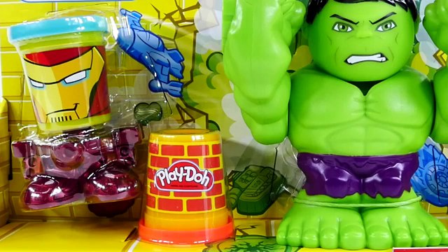 NEW 2015 PLAY DOH HULK SMASHDOWN Can-Heads IRON MAN Marvel Superhero Playdough Toys by DCT