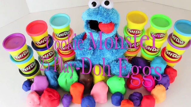 Cookie Monster 25 Play Doh Surprise Eggs Kinder Toys, Angry Birds, Legos, Super Mario