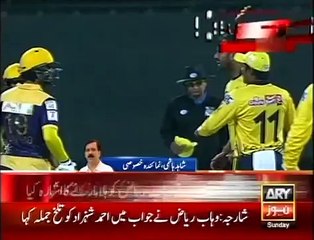 Fight of wahab riaz with ahmad shehzad