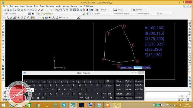 Kastamonu Üniversitesi Makine Mühendisliği AutoCAD 2007 Ders1 Point Komutu Kullanımı