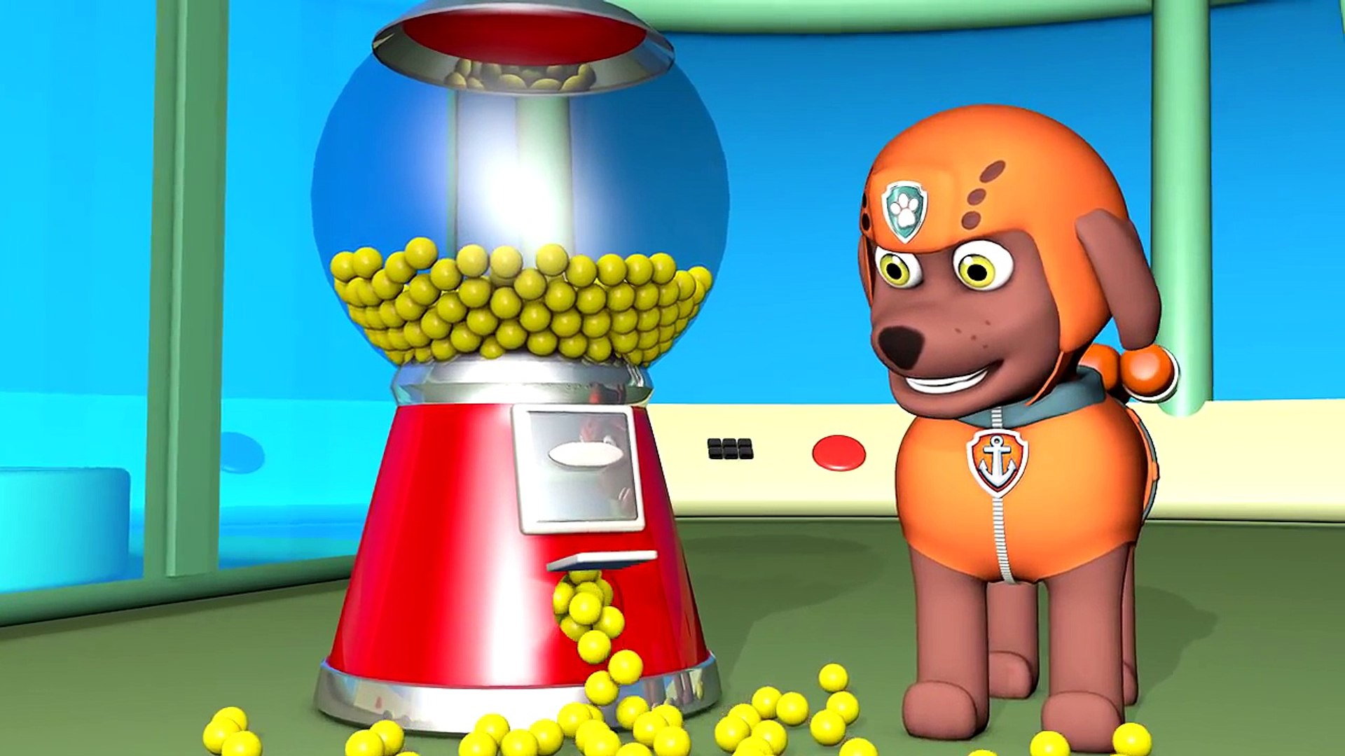 PAW PATROL learning colors catoon with ZUMA and gumball machine | Children Learning Video