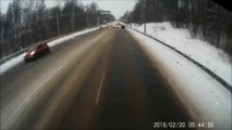 Car Crash on Icy Russian Road