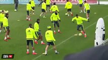 Cristiano Ronaldo crazy celebration at training before Madrid Derby