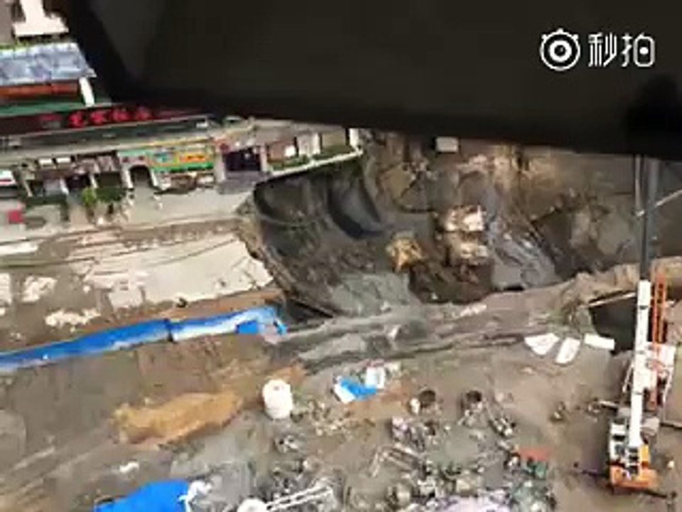 Subway construction site collapses into humongous sinkhole