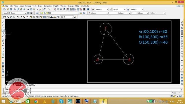 Kastamonu Üniversitesi Makine Mühendisliği AutoCAD 2007 Ders1 Circle Komutu kullanımı