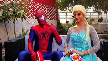 Frozen Elsa VS Spiderman in real life - Play Doh Challenge - Fun Superhero Movie