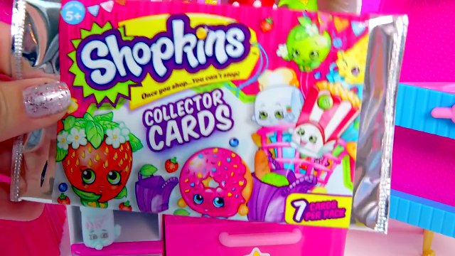 Shopkins Collector Cards 3 Packs & Unboxing 12 Pack with 2 Blind Bags in So Cool Fridge To