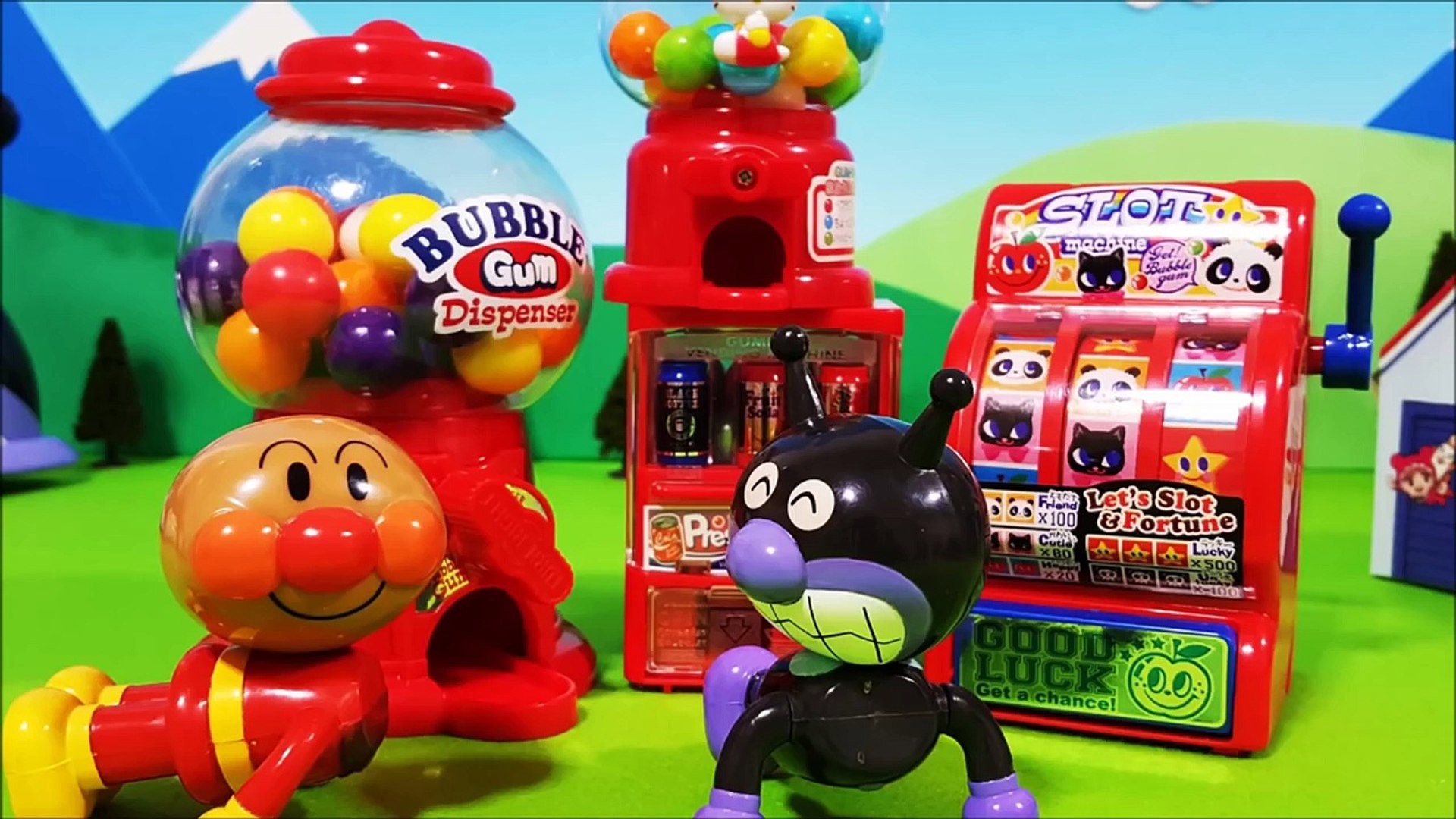 アンパンマン アニメ❤おもちゃ ガチャガチャとスロットガムの巻 Toy