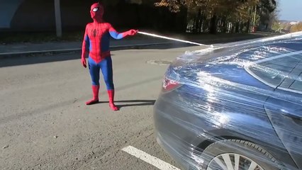 SPIDERMAN WRAPPED CAR PRANK