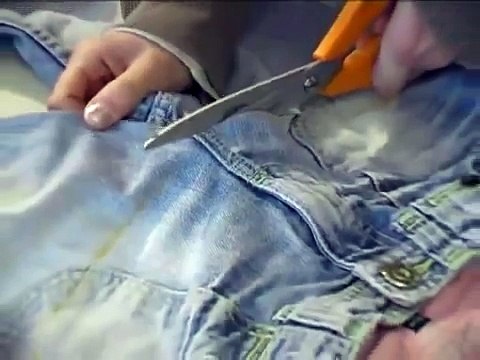 Мини -юбка из старых джинсов ( Mini-skirt out of old jeans)