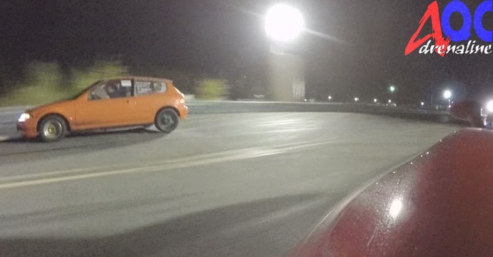 550hp Honda Civic Orange LS vtec Turbo VS Cammed Corvette Z06 AdrenalineQC Drag Racing