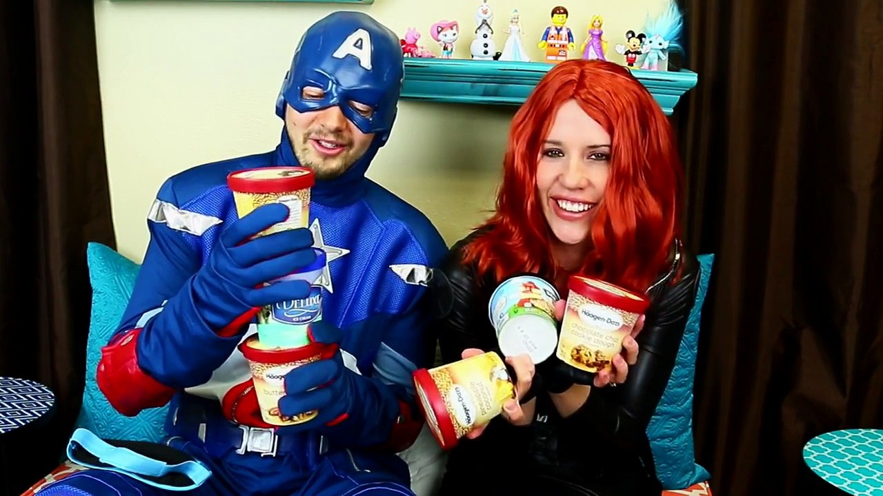 The Avengers ICE CREAM FOOD CHALLENGE & Taste Test with Captain America & Black Widow