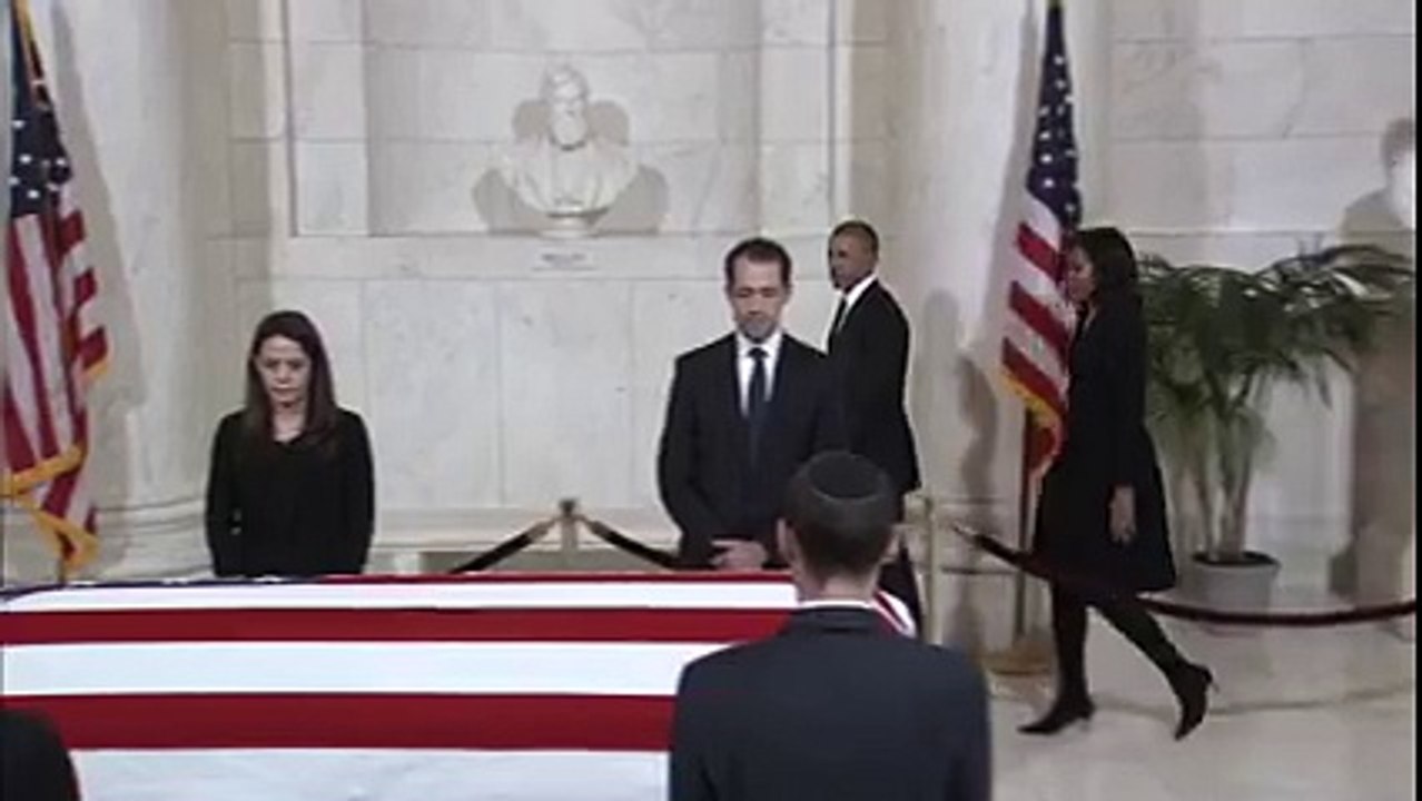 Pres. Obama and the First Lady pay respects to Justice Scalia in the Great Hall of the US Supreme Court.