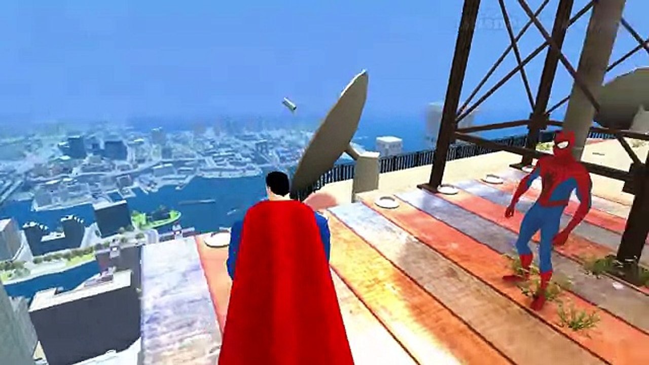 Spiderman & Superman FUN! Custom Blue Lightning McQueen Cars Colors! + Children Songs & Rhymes HD