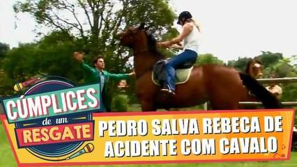 Rebeca é salva por Pedro durante passeio de cavalo