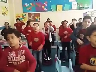 Class 2C performing their warm up song Ram Sam Sam
