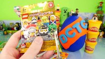 GIANT Play Doh Lego Surprise Egg Toys 10 Legos Minifigures Packs DCTC Playdough Eggs Videos