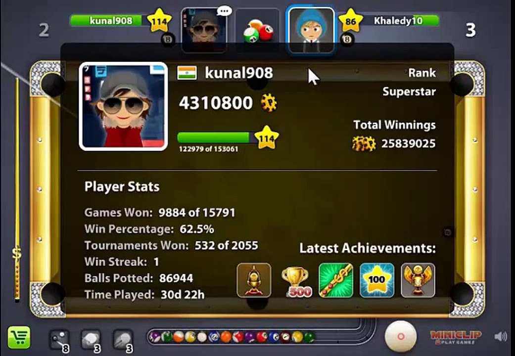---Indirect,Multi-Rail Shot,Magic Bank Shot At 8 Ball Pool Multiplayer- shots created by kunal908