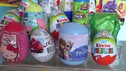 SURPRISE EGGS Frozen Spiderman Hello Kitty Monsters Play Doh kinder surprise