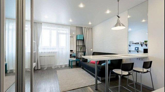 Дизайн маленькой квартиры студии в белом цвете на 30 кв. м