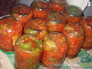 Консервация Зеленые помидоры в аджике