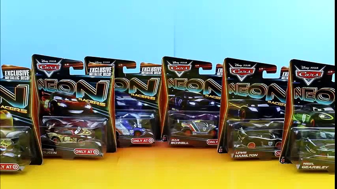 Disney Cars Neon Racers Lightning McQueen, Max Schnell, Lewis Hamilton, Nigel Gearsley