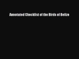 Read Annotated Checklist of the Birds of Belize Ebook Free