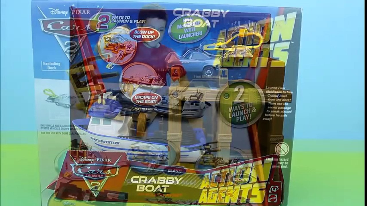 Disney Pixar Cars 2 Crabby Boat Vehicle Playset Action Agent Finn McMissile Launches Just4fun290