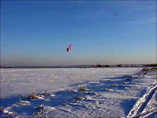 Зимний кайтинг в пойме Москвы-реки