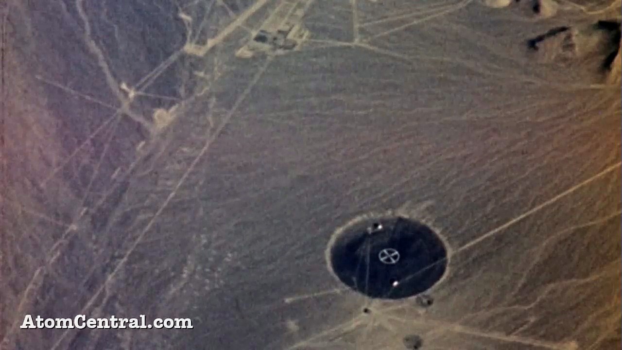 Aerial view of an atomic bomb explosion