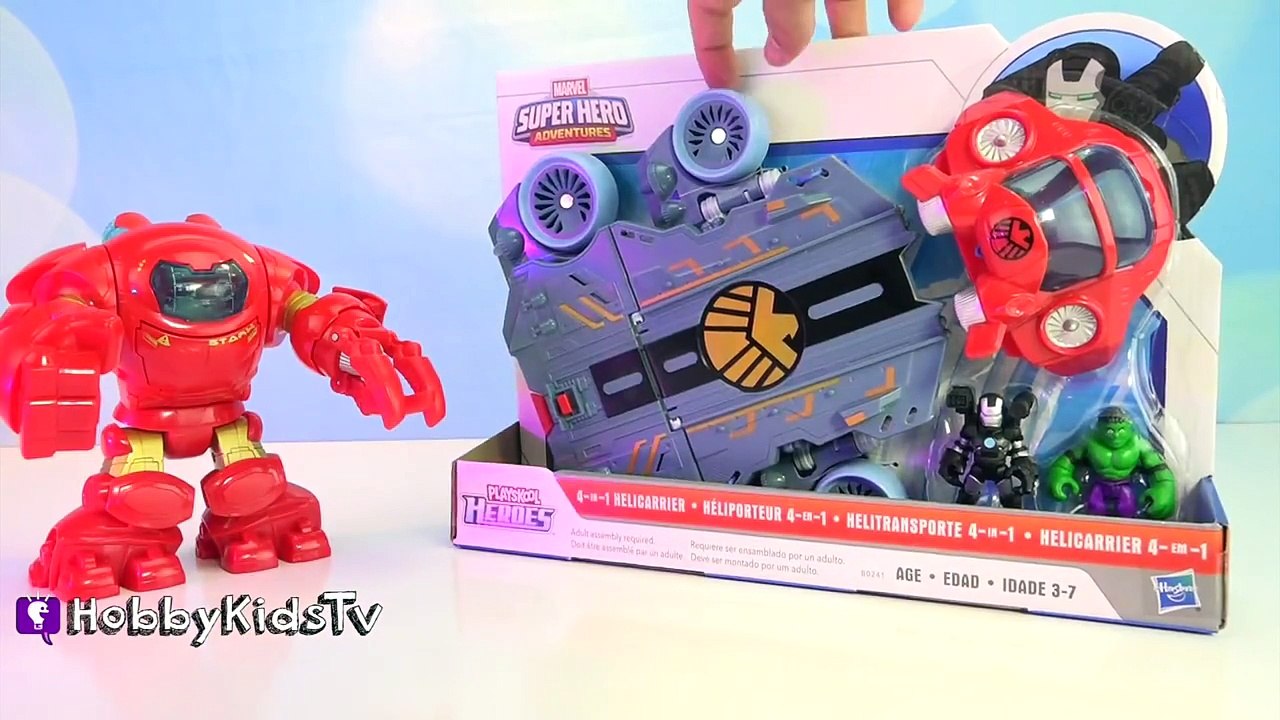 Hulk War Machine Helicarrier 4 in 1 Hulk-Buster! Playskool Hasbro by HobbyKidsTV