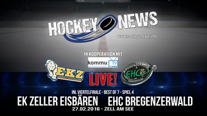 HN Live! EKZ Zeller Eisbären gegen EHC Bregenzerwald - 27.2.2016 um 19:15 Uhr