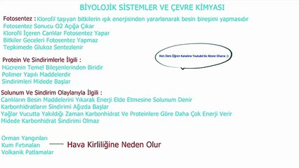 2 Dk'da Biyolojik Sistemler Ve Çevre Kimyası YGS-LYS -Kimya