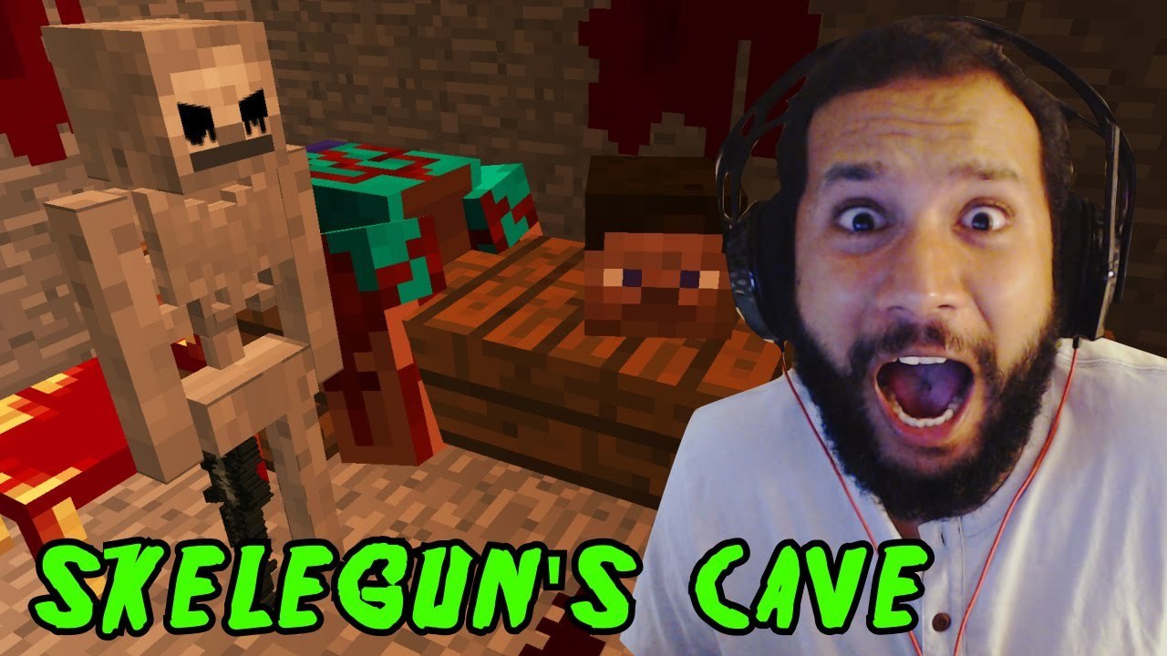 SkeleGUN's CAVE Custom Minecraft Horror Map NikNikamTV Jump Scares