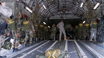 U.S. Paratroopers and Indian Paratroopers Load C 17